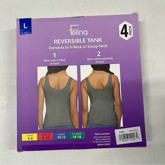 Reversible Necklines Tank 4-Pack Large - Picture 2 of 5